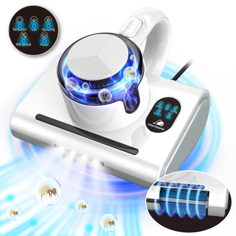 Mattress Vacuum Cleaner,13Kpa Powerful Suction Bed Vaccum Cleaner with UV-C Light,LED Headlights and High Heating Tech,1.2kg Light Weight Handheld vaccum for spot Cleaning,Sofa,Couch Fabric Cleaner Intercleaner