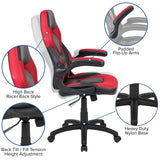 Flash Furniture X10 High-Back LeatherSoft Racing Style Gaming Chair with Flip-Up Arms, Ergonomic Padded Swivel Computer Chair, Red/Black Flash Furniture