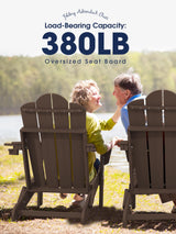 KINGYES Adjustable Folding Adirondack Chair, HDPE Reclining Adirondack Chair with Cup Holder, All Weather Resistance Embossing Oversize Adirondack Outdoor Chair, Brown KINGYES