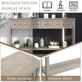 Knocbel Distressed Entryway 4-Drawer Console Table with Bottom Open Shelf, Entry Hallway Foyer Sofa Long Table with Solid Wood Frame & Legs, 220lbs Weight Capacity, 60" W x 11" D x 34" H (Gray Wash) Knocbel