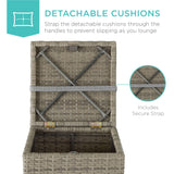 Best Choice Products Set of 2 Wicker Ottomans, Multipurpose Outdoor Furniture for Patio, Backyard, Additional Seating, Footrest, Side Table w/Storage, Removable Cushions - Cement Gray/Taupe Best Choice Products