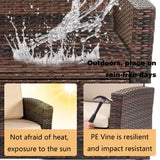 4 Pieces Patio Conversation Set, Outdoor PE Rattan Wicker Sofa Furniture Set with Soft Cushions and Glass Coffee Table for Backyard Lawn Garden Balcony Porch Poolside,Brown PayLessHere