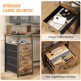 EDWINENE Computer Desk with Drawers, 67 Inch Office Desk with Storage and Power Outlet, Work Table for Home Office, Gaming Desk with Led Lights, Rustic Brown EDWINENE