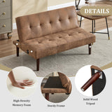 Convertible Futon Sofa Bed, Faux Leather Futon Couch with Adjustable Backrest and Usb Port, Modern Folding Couch For Small Spaces Living Room Sleeper Bed for Living Room,Bedroom,Office (Coffee) Klwenas Maec