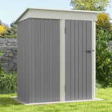 Patiowell 5x3 FT Outdoor Storage Shed, Garden Tool Shed with Sloping Roof and Lockable Door, Metal Shed for Backyard Garden Patio Lawn, Gray Patiowell