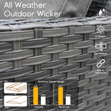 HOOOWOOO Patio Furniture Set,8 Piece Outdoor Furniture with Fire Pit Table,Wicker Patio Conversation Couch Chairs Ottoman Set,Beige HOOOWOOO