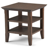 SIMPLIHOME Acadian SOLID WOOD 19 Inch Wide Square Transitional End Table in Farmhouse Brown, For the Living Room and Bedroom SIMPLIHOME