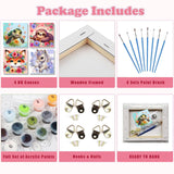 4 Pack Animal Paint by Number for Kids with Wooden Frame, Paint by Numbers for Kids Animals Ages 4-8-12, Easy Sloth Fox Sea Turtle Horse DIY Acrylic Oil Painting Kits for Home Wall Decor (8X8 inch) xackcme