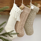 LimBridge Christmas Stockings Cable Knit, 3 Pack 18 inches Large Size Knitted Xmas Stockings, Rustic Farmhouse Boho Style Stocking Decorations for Family Holiday Season Decor, White & Beige LimBridge