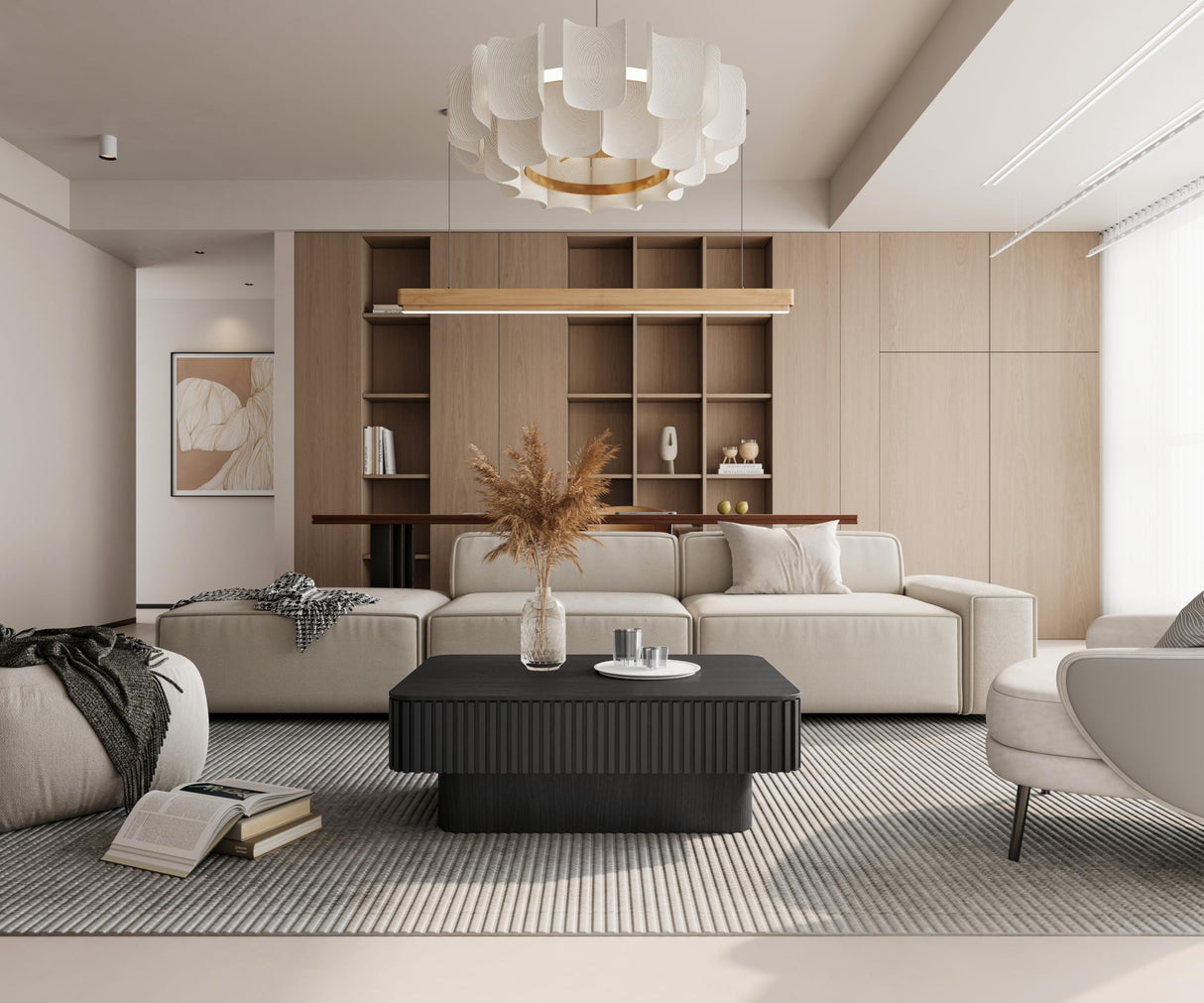 MELAABUU 38.6'' Lift Top Coffee Table with Hidden Compartment, Modern Rectangular Fluted Wooden Center Table Cocktail Tea Table with Storage and Adjustable Height for Living Room Apartment, Black MELAABUU