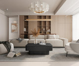 MELAABUU 38.6'' Lift Top Coffee Table with Hidden Compartment, Modern Rectangular Fluted Wooden Center Table Cocktail Tea Table with Storage and Adjustable Height for Living Room Apartment, Black MELAABUU