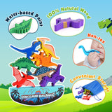 IPOURUP Dinosaur Toys for Kids 3-5: Wooden Stacking Montessori Toys for 3 4 5 6 7 8 Year Old Boys Girls Balance Competition Game for Family Easter Birthday Gifts for Kids Ages 4-8 (Classic Version) IPOURUP