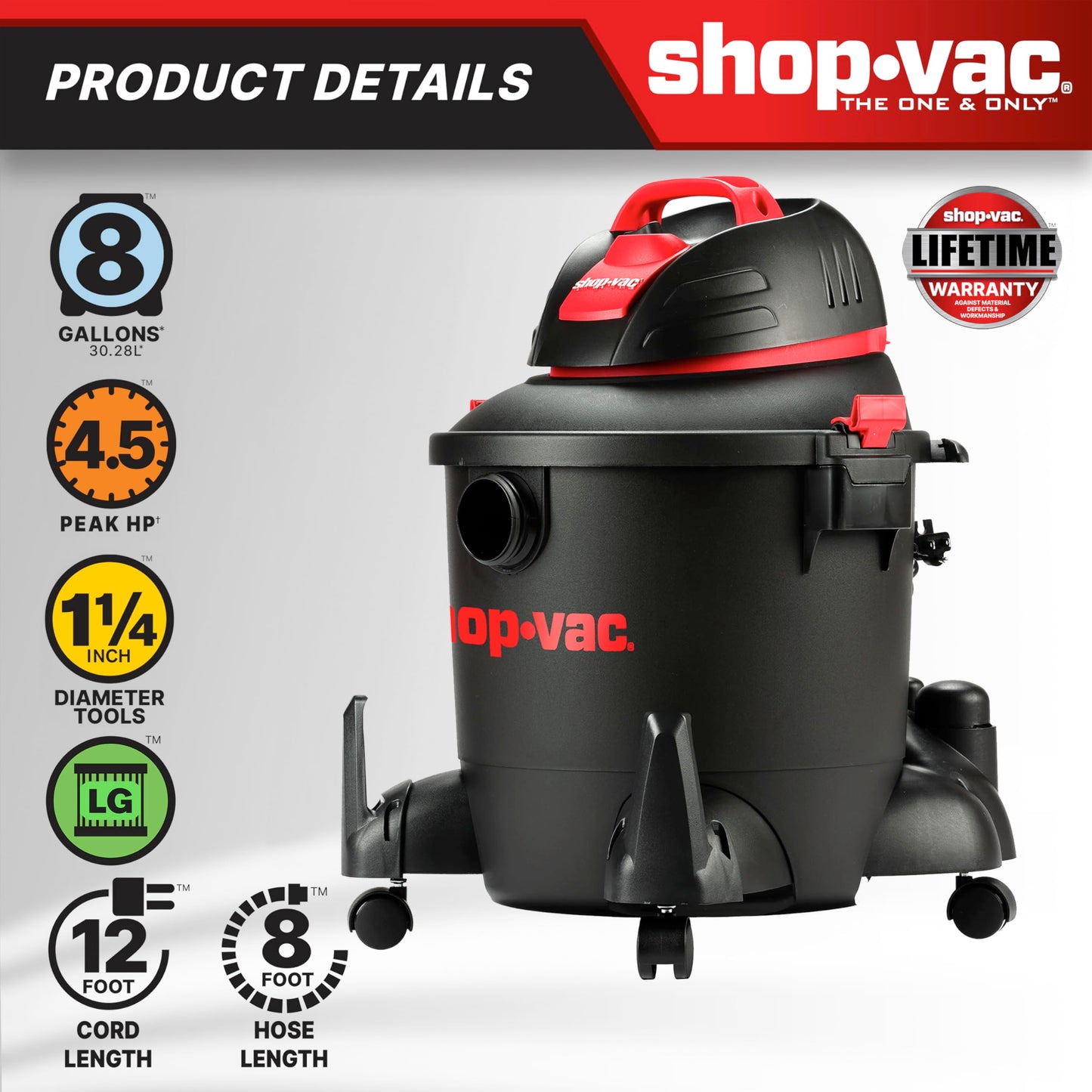 Shop-Vac 5922805 Wet/Dry Vacuum, Black - WoodArtSupply