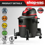 Shop-Vac 5922805 Wet/Dry Vacuum, Black Shop-Vac
