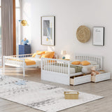 Harper & Bright Designs Full Over Full Wood Bunk Bed with Two Storage Drawers and Ladder, Convertible Storage Bunk Bed Can Be Divided Into Two Full Size Daybeds (White) Harper & Bright Designs