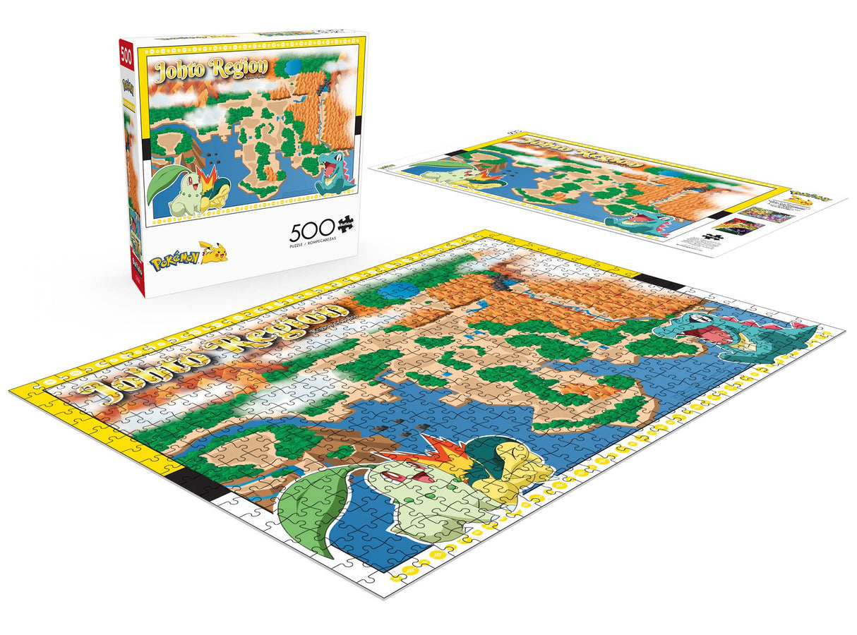 Buffalo Games - Pokemon- Johto Region - 500 Piece Jigsaw Puzzle for Adults -Challenging Puzzle Perfect for Game Nights - Finished Size is 21.25 x 15.00 Buffalo Games