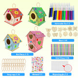 12 Sets DIY Wooden Birdhouses Wind Chime Craft Kit to Build and Paint,Wooden Unfinished Bird House with Watercolor Pen and Strips for Boy Girl Wood Crafts Creative DIY Art Bulk Painting Kits (12 Big) Cinrobiye