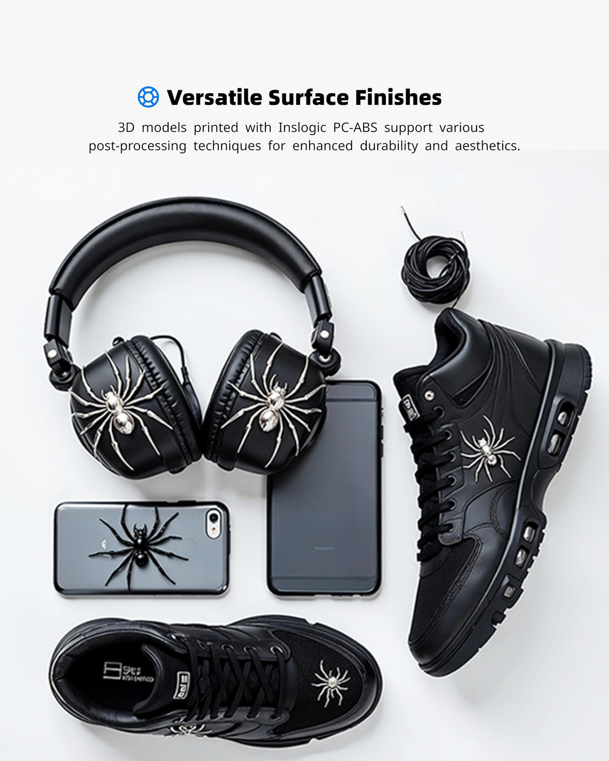 Inslogic PC-ABS Filament 1.75mm, Black Polycarbonate Filament 1.75mm Blend with ABS 1kg - Tough and Heat Resistant 1.75mm 3D Printer Polycarbonate Filament, Dimensional Accuracy +/- 0.02mm Inslogic