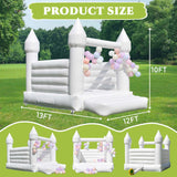 White Bounce House 13x12x10 FT Inflatable PVC Commercial Bounce Castle House for Wedding Birthday Party Indoor Outdoor with Blower Ninghaovov