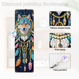 4 Pack Diamond Painting Bookmark Kits Blue Wolf Dreamcatcher, Special Shaped Diamond Art Bookmarks with Pendant, DIY Handmade Crafts Home Office Supplies Reading Bookmark, Perfect Gift for Book Lovers Focart