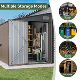 Breezestival 7'x5.5' Lean to Shed Large Storage Room Galvanized Steel Storage Sheds with Side Door Waterproof Utility Shed with Sloped Roof for Mower, Bike, Garden Tools (Brown) Breezestival