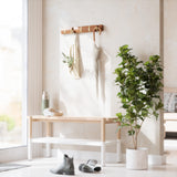 Umbra FLIP Wall Mounted Floating Rack – Modern, Sleek, Space-Saving Hanger with Retractable Hooks to Hang Coats, Scarves, Purses and More, Walnut/Gold Umbra