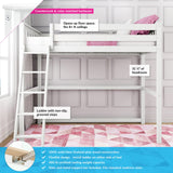 Max & Lily High Loft Bed, Twin Bed Frame for Kids, White Max & Lily