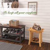 Unibambou Bamboo Shower Bench Inside Shower Stool with Storage Shelf, Spa Bath Chair for Bathroom, Seat or Organizer for Living Room, Bedroom and Garden - Great for All Ages Elderly (Small, Natural) Unibambou