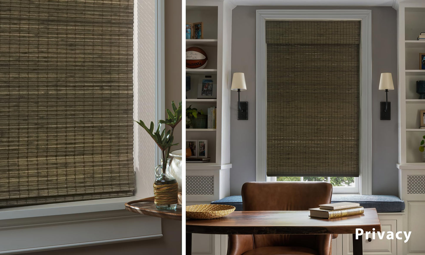 LazBlinds Cordless Bamboo Roman Shades - Driftwood Privacy Blinds for Easy Installation - WoodArtSupply