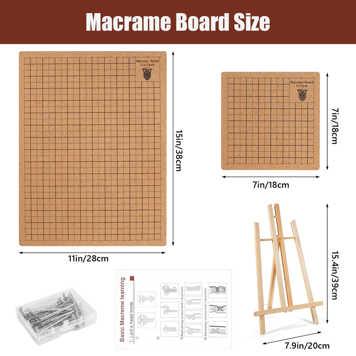 MicoSim 53 PCS Macrame Board Set with Holder and T-pins for Braiding & Cording，Macramé Project Board for Braiding Bracelet Creating Macrame and Knotting Creations MicoSim