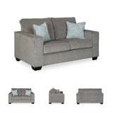 Signature Design by Ashley Altari Modern Loveseat with 2 Accent Pillows, Light Gray Signature Design by Ashley