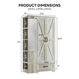 LIKIMIO Armoire Wardrobe Closet 70 Inches, Large Storage with Mirror, 2 Doors, Drawer, and Shelves, Modern Bedroom Freestanding Wooden Wardrobe Combination with Hanging Rail, Rustic Maple LIKIMIO