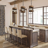 wochos Retro Industrial Metal and Wood Farmhouse Chandeliers, 1-Light Round Cage Pendant Light Fixtures for Farmhouse Kitchen Island Foyer Hallway Bar Dining Room Restaurant, Brown, 2 Pack wochos