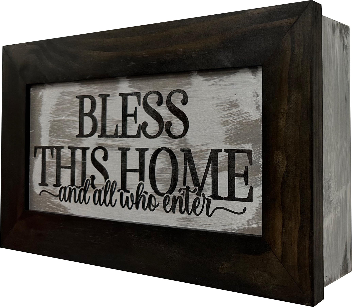 Bellewood Designs Bless This Home And All Who Enter Decorative Wall-Mounted Secure Hidden Gun Cabinet - WoodArtSupply