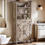 DWVO Farmhouse Storage Cabinet, Small Bathroom Storage Cabinet with Doors and Shelves, 58" Tall Multi-Functional Accent Cabinet for Dining Room, 58" H x23.6 W, Washed Grey DWVO