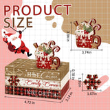 Culudea 4Pcs Christmas Hot Cocoa Table Decoration Farmhouse Holiday Tiered Tray Decor Rustic Merry Christmas Wooden Faux Book Stack Sign Winter Table Centerpiece for Home Office Shelf Mantel Decor Culudea