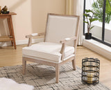 chairus Farmhouse Linen Accent Chair for Living Room, Upholstered Reading Chair with Solid Wood Frame Lounge Arm Chair with High Back for Bedroom, Reception Room, Waiting Room, Beige chairus