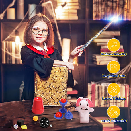 Skirfy Magic Tricks-Magic Kit for Kids Age 6-8,Magic Set with Magician Costume,Magic Wand, for Kids Boys Girls Ages 6 7 8 9 10 11 12 Skirfy