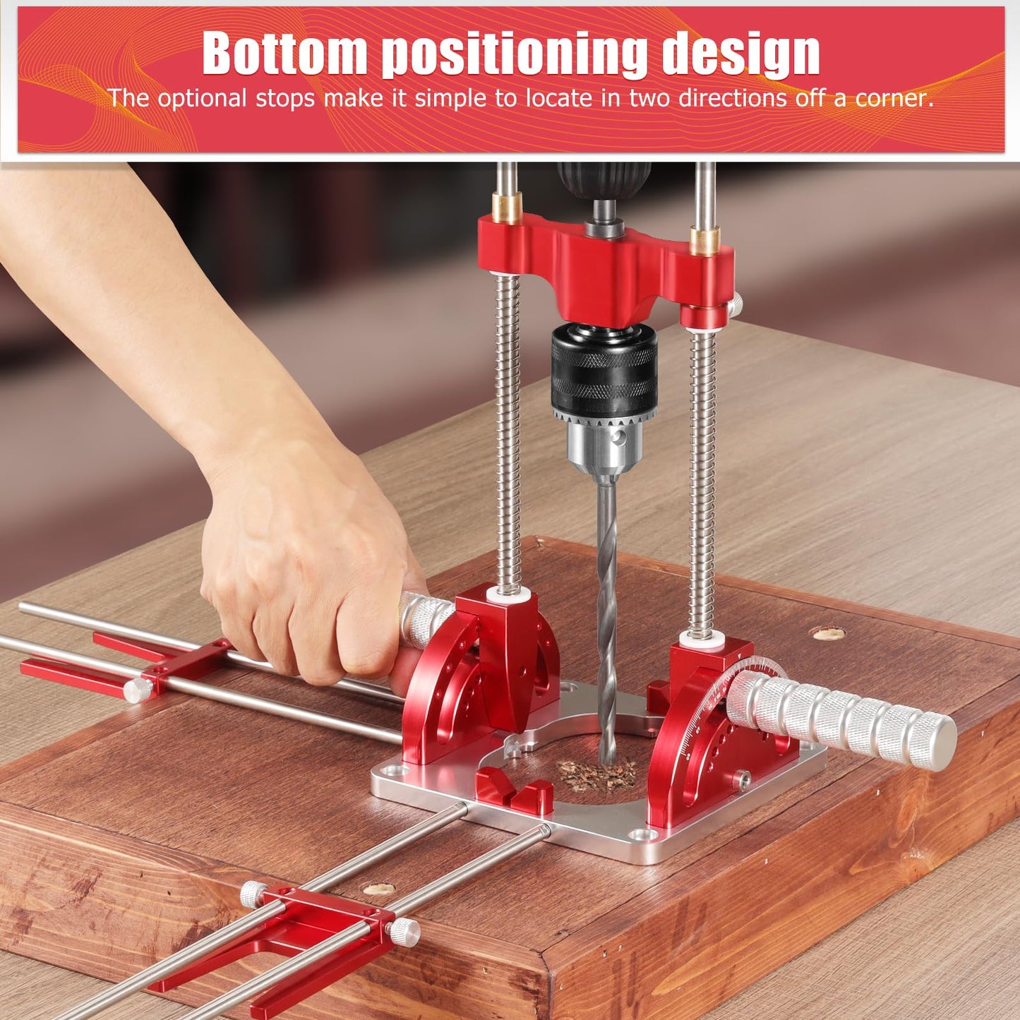 Portable Drill Guide Self-Centering Portable Drill Guide w/Chuck Key, 0° To 60° Angle Drill Guide w/Easy-To-Read Protractor Scale,Multi-Angle Drill Guide With Self-Centering Base Woodworking  - WoodArtSupply