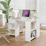 Giantex White Desk with Drawer, 48 Inch Corner Desk with Storage Shelves, Laptop PC Table for Workstation, Vanity Table for Bedroom, Modern Wood Executive Study Writing Table for Small Space Giantex