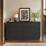 Gyfimoie 6 Drawer Dresser with Power Outlet and LED Light, Modern Floating Storage Dresser for Bedroom, Living Room Gyfimoie