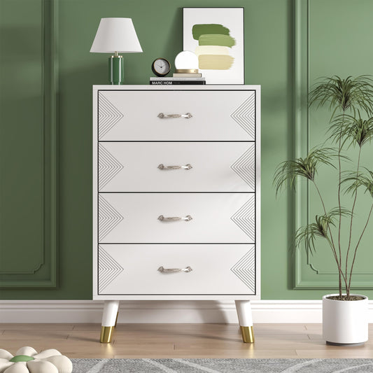 Bigbiglife Dresser for Bedroom, 4 Drawer Chest of Drawers, 36 Inch Tall White Dresser with Metal Handle and Wood Legs, Modern Storage Organizer Nightstand for Bedroom Living Room Hallway