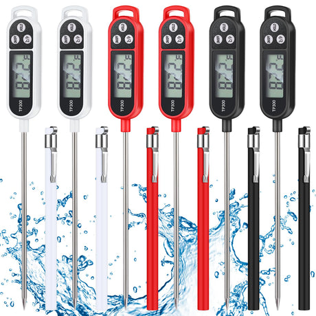 Copkim Meat Food Thermometer Food with Probe Water Liquid Instant Read Digital Thermometer Kitchen Cooking Supplies for Cooking BBQ Milk Yogurt(Black, White, Red) Copkim