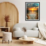 MXJSUA 5D Diamond Art Painting Kits for Adults, Beach Diamond Art Kits Sunset Diamond Art Painting Sea Kit for Adults Full Drill, DIY Crystal Picture Art for Home Wall Decor 12x16 inch MXJSUA