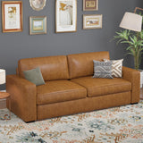 ABCASA Loveseat Set of 2,Living Room Furniture Set,Oversized Faxu Leather Sofa,Upholstered 3 Seater Sofa with Deep Seats,Detachable Sofa Cover,Modern Couches for Small Place,Apartment,Lounge,Brown ABCASA