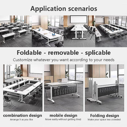 HSHBDDM Folding Conference Table Foldable Conference Table, Conference Rooms Flip Top Mobile Training Table, Folding Flip Top Office Meeting Table Mobile Conference Table for Office,Meeting R - WoodArtSupply