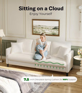 Welzona 83" Sofas for Living Room, Comfy Loveseat Sofa, Teddy Fleece Love Seat Couch, Tool-Free Setup Couches for Living Room, All-Wood Sofa Couch, Small Couch 2 Pillow Included, Beige Welzona