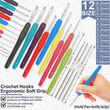 XSEINO Crochet Kit with Step-by-Step Video Tutorials，Premium Bundle Includes 12 Roll x50Yard Acrylic Yarn Balls, 12 Crochet Hooks, Crochet Bag and All Accessories Kit, Crochet Kit for Beginners XSEINO