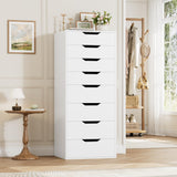 FACBOTALL Tall White Dresser, 8 Drawer Dresser with Groove Handles, White Tall Dressers, Modern Chest of Drawers with Large Storage Space for Home Office FACBOTALL