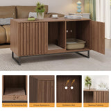 Vabches 47.2” Large Cat Litter Box Enclosure with Scratch Pad, Double Hidden Wooden Indoor Cat House, TV Stand Side Table Pet Washroom Furniture for 2 Cats, Walnut Vabches